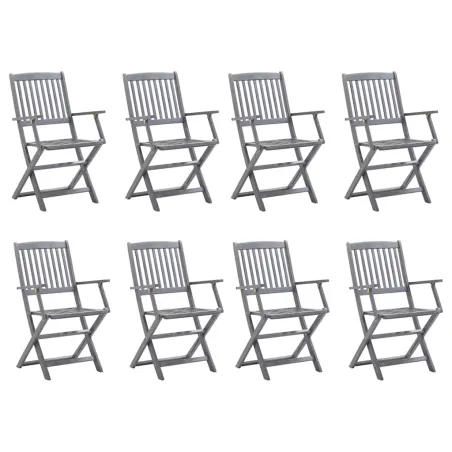 Chaises pliables d'extérieur lot de 8 et coussins Bois d'acacia