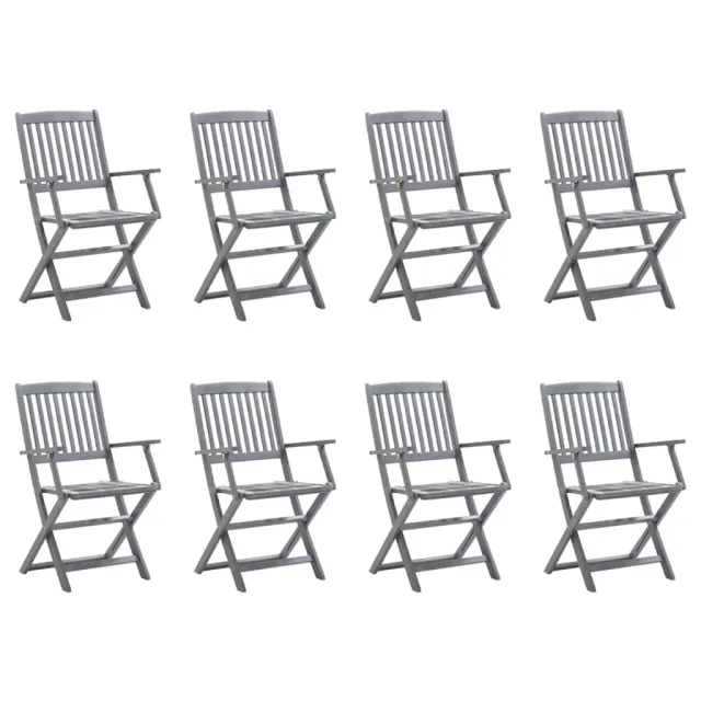 Chaises pliables d'extérieur lot de 8 et coussins Bois d'acacia
