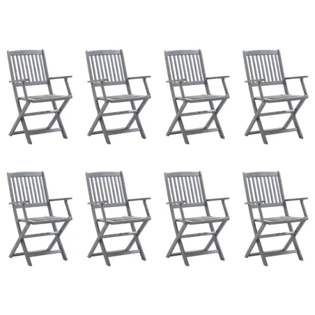 Chaises pliables d'extérieur lot de 8 et coussins Bois d'acacia