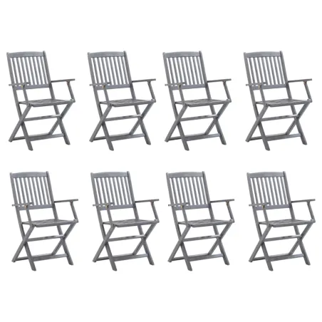 Chaises pliables d'extérieur lot de 8 et coussins Bois d'acacia