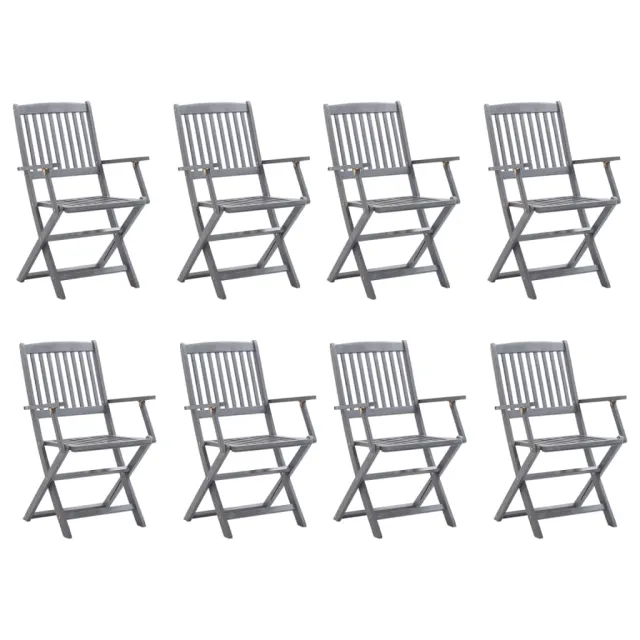 Chaises pliables d'extérieur lot de 8 et coussins Bois d'acacia