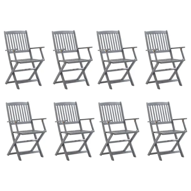 Chaises pliables d'extérieur lot de 8 et coussins Bois d'acacia