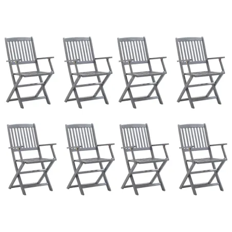 Chaises pliables d'extérieur lot de 8 et coussins Bois d'acacia
