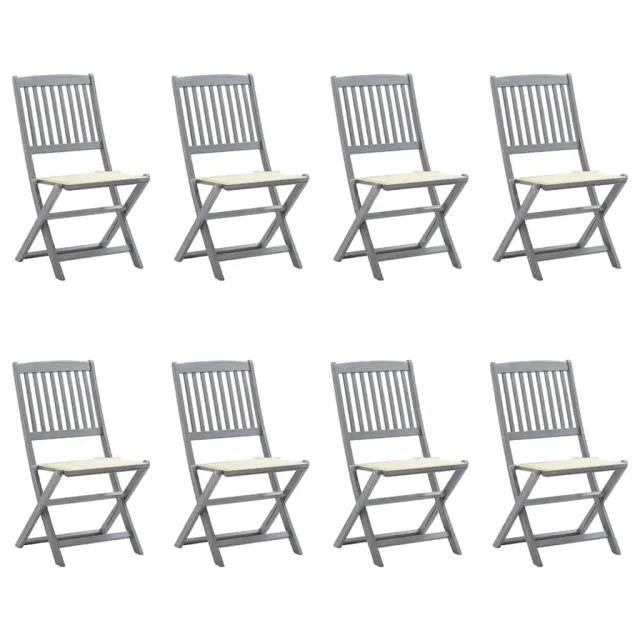 Chaises pliables d'extérieur lot de 8 et coussins Bois d'acacia