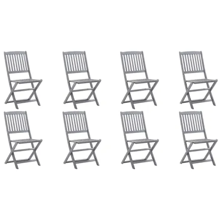 Chaises pliables d'extérieur lot de 8 et coussins Bois d'acacia 2