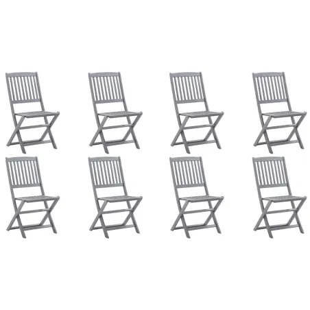 Chaises pliables d'extérieur lot de 8 et coussins Bois d'acacia