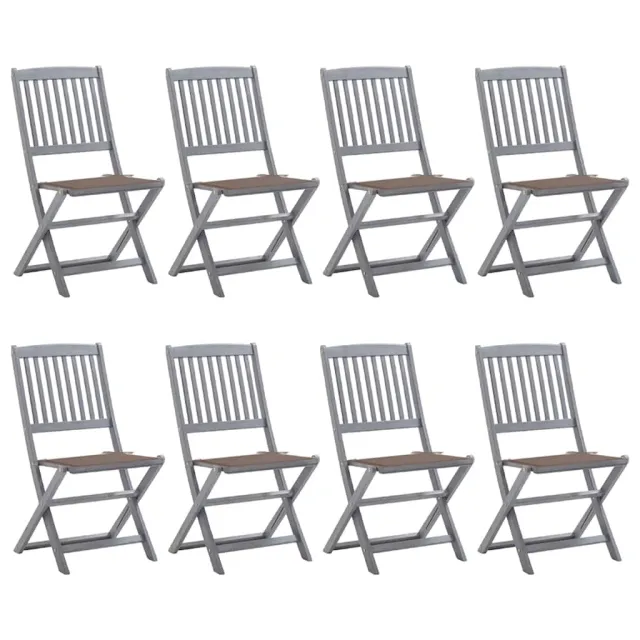 Chaises pliables d'extérieur lot de 8 et coussins Bois d'acacia