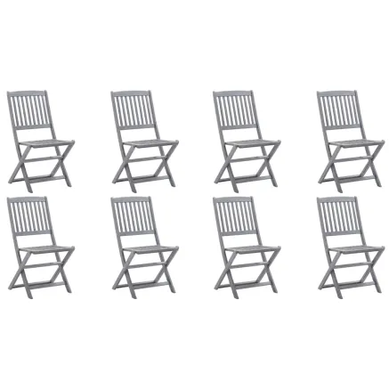 Chaises pliables d'extérieur lot de 8 et coussins Bois d'acacia 2