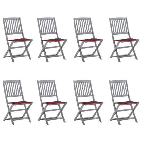 Chaises pliables d'extérieur lot de 8 et coussins Bois d'acacia