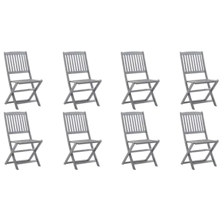 Chaises pliables d'extérieur lot de 8 et coussins Bois d'acacia 2