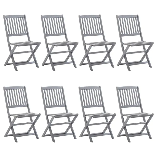 Chaises pliables d'extérieur lot de 8 et coussins Bois d'acacia