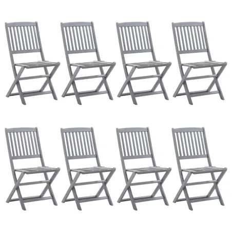 Chaises pliables d'extérieur lot de 8 et coussins Bois d'acacia