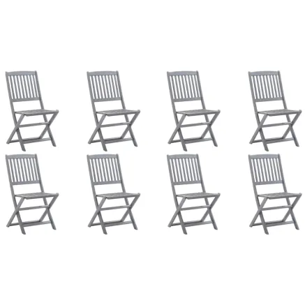 Chaises pliables d'extérieur lot de 8 et coussins Bois d'acacia 2