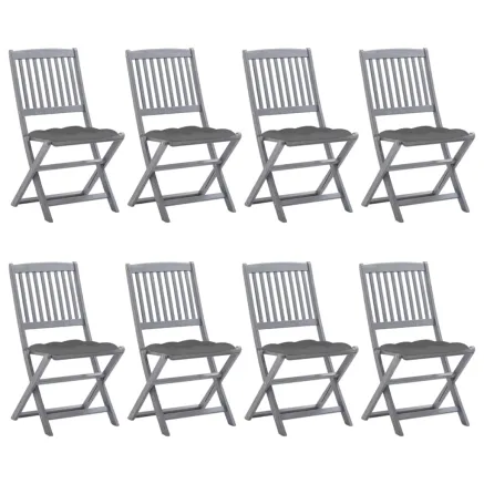 Chaises pliables d'extérieur lot de 8 et coussins Bois d'acacia