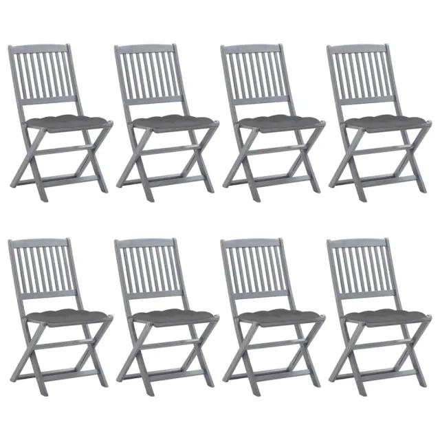Chaises pliables d'extérieur lot de 8 et coussins Bois d'acacia