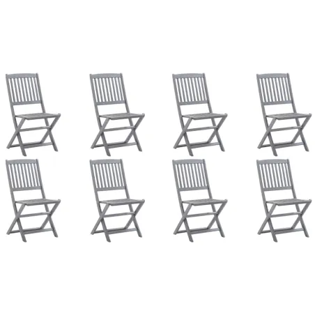 Chaises pliables d'extérieur lot de 8 et coussins Bois d'acacia