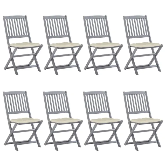 Chaises pliables d'extérieur lot de 8 et coussins Bois d'acacia