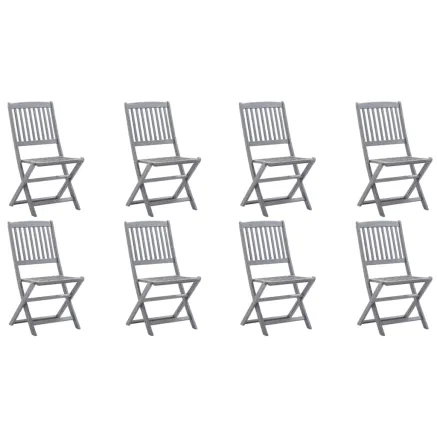 Chaises pliables d'extérieur lot de 8 et coussins Bois d'acacia 2