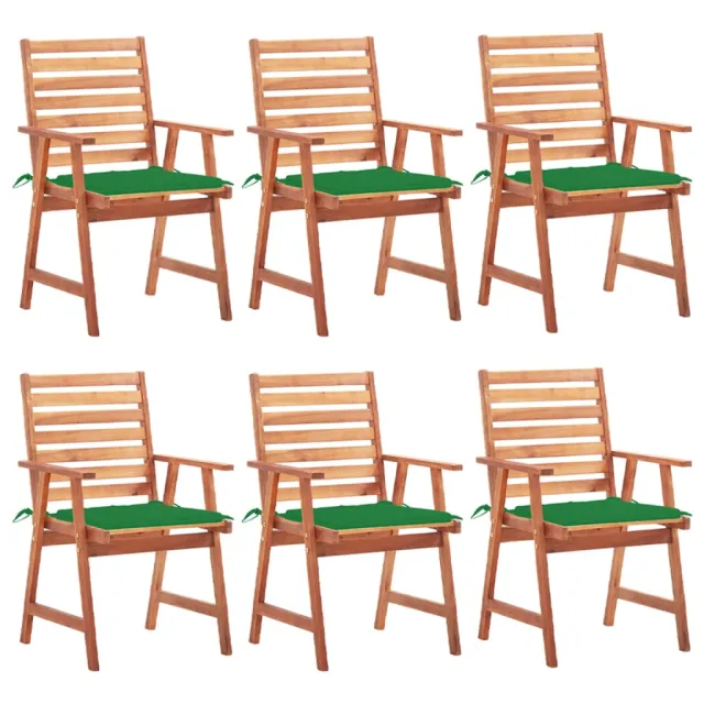 Chaises à manger d'extérieur lot de 6 et coussins Acacia massif