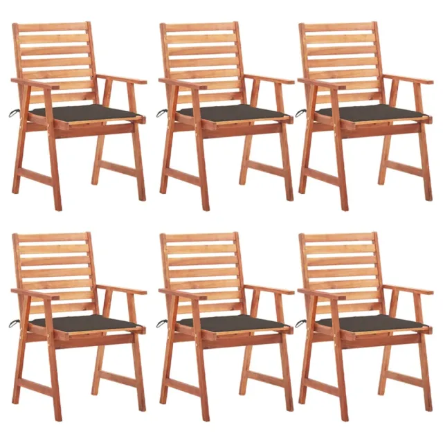 Chaises à manger d'extérieur lot de 6 et coussins Acacia massif
