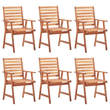 Chaises à manger d'extérieur lot de 6 et coussins Acacia massif 2