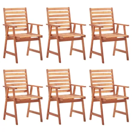 Chaises à manger d'extérieur lot de 6 et coussins Acacia massif 2