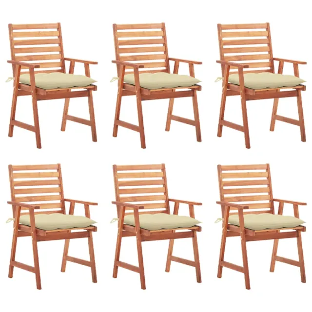 Chaises à manger d'extérieur lot de 6 et coussins Acacia massif