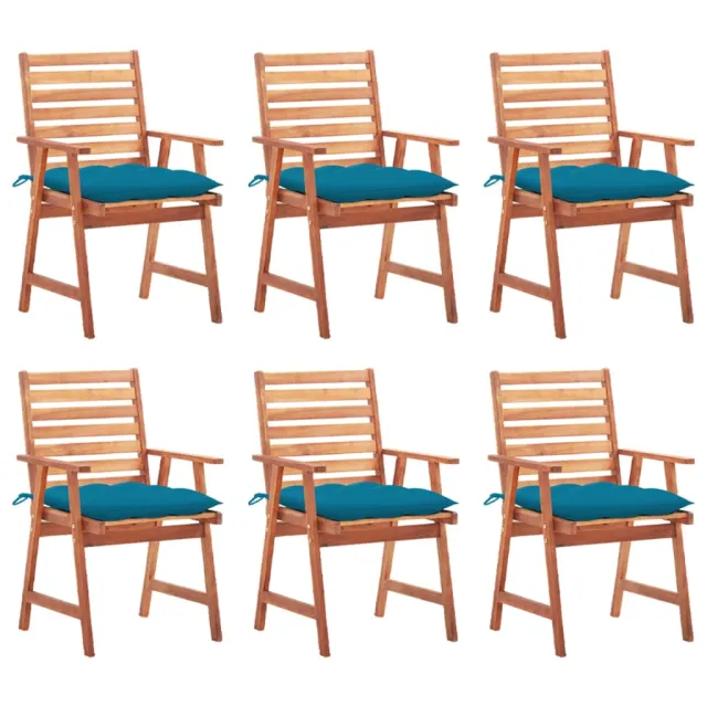 Chaises à manger d'extérieur lot de 6 et coussins Acacia massif