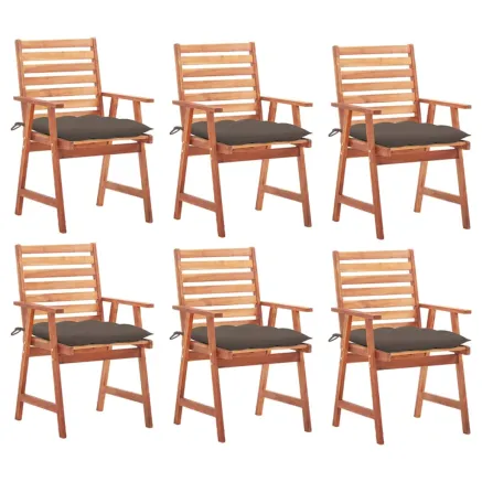 Chaises à manger d'extérieur lot de 6 et coussins Acacia massif