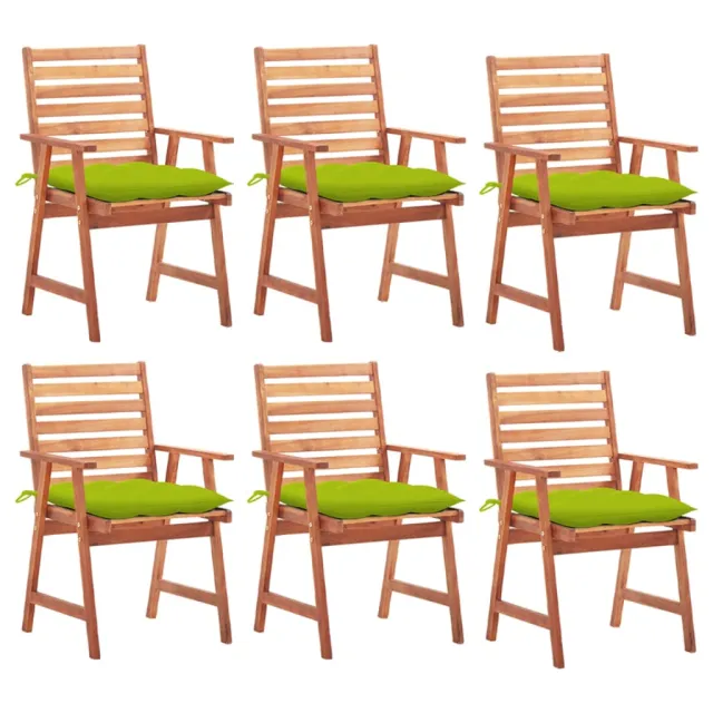 Chaises à manger d'extérieur lot de 6 et coussins Acacia massif