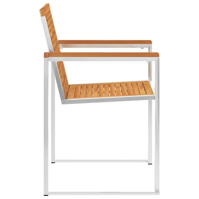Chaises de jardin lot de 8 Bois d'acacia et acier inoxydable
