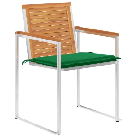 Chaises de jardin lot de 4 avec coussins Bois d'acacia massif 2