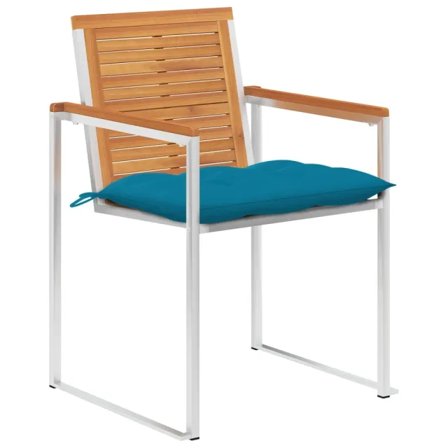 Chaises de jardin lot de 4 avec coussins Bois d'acacia massif