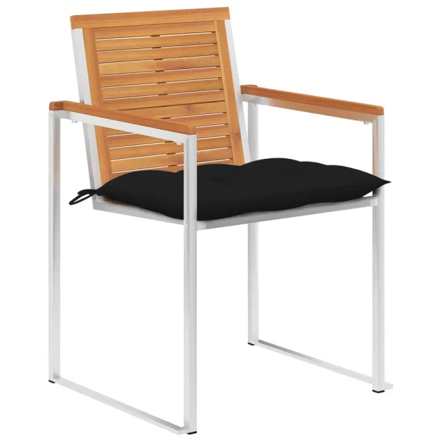 Chaises de jardin lot de 4 avec coussins Bois d'acacia massif