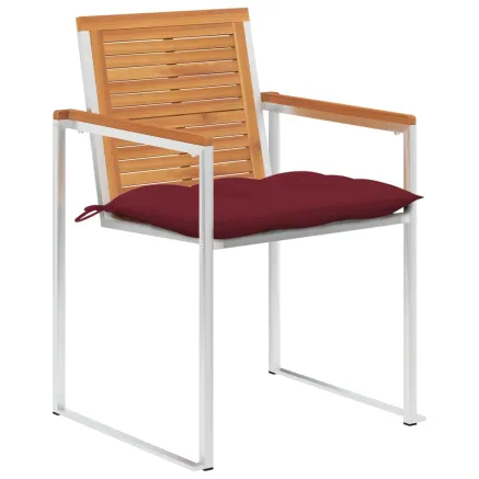 Chaises de jardin lot de 4 avec coussins Bois d'acacia massif 2