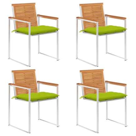 Chaises de jardin lot de 4 avec coussins Bois d'acacia massif