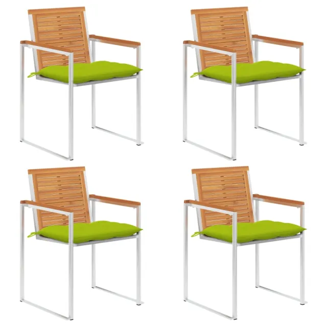 Chaises de jardin lot de 4 avec coussins Bois d'acacia massif