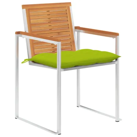 Chaises de jardin lot de 4 avec coussins Bois d'acacia massif 2