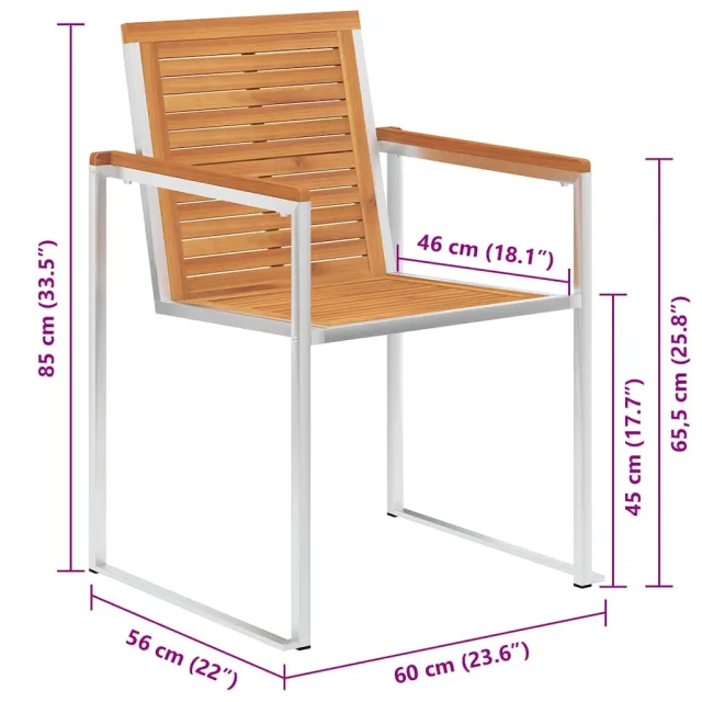 Chaises de jardin lot de 6 avec coussins Bois d'acacia solide