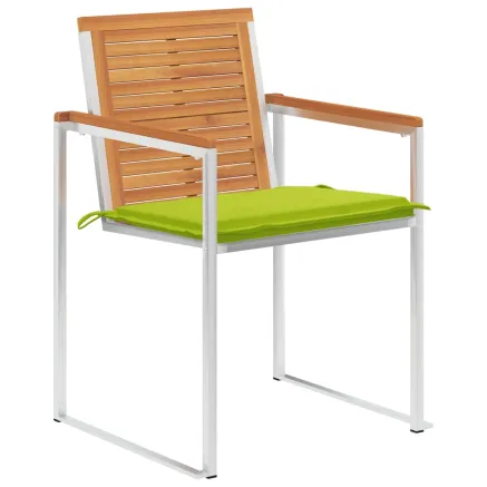 Chaises de jardin lot de 6 avec coussins Bois d'acacia solide 2
