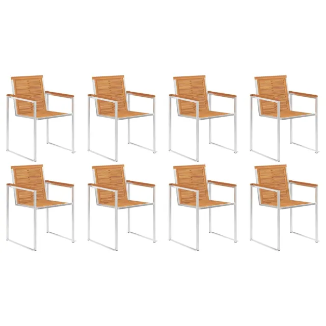 Chaises de jardin lot de 8 avec coussins Bois d'acacia solide
