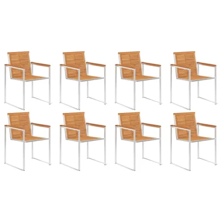 Chaises de jardin lot de 8 avec coussins Bois d'acacia solide