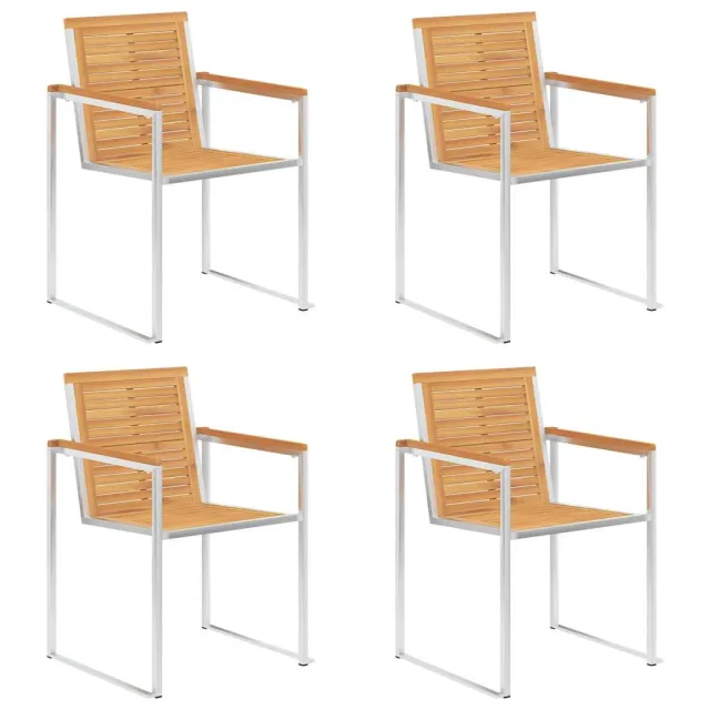 Chaises de jardin lot de 4 avec coussins Bois de teck massif