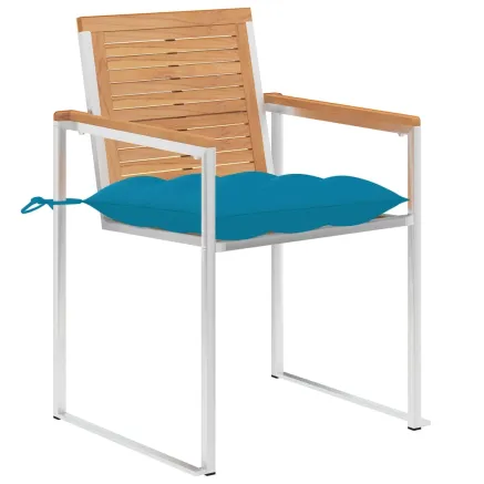 Chaises de jardin lot de 4 avec coussins Bois de teck massif 2