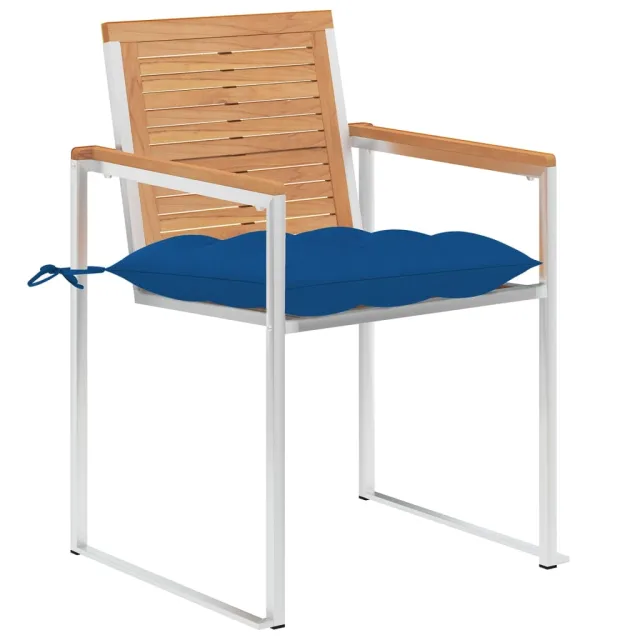 Chaises de jardin lot de 4 avec coussins Bois de teck massif