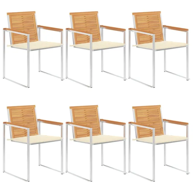 Chaises de jardin lot de 6 avec coussins Bois de teck massif