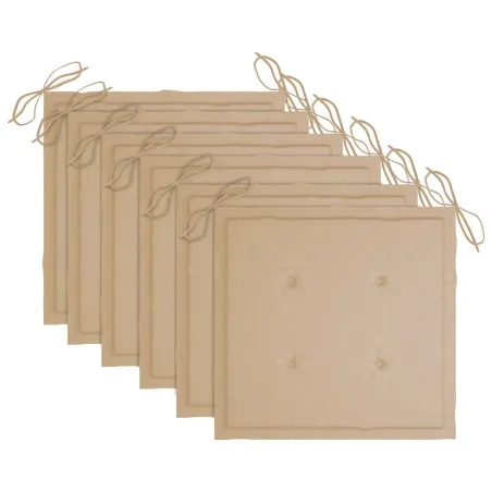 Chaises de jardin lot de 6 avec coussins Bois de teck massif