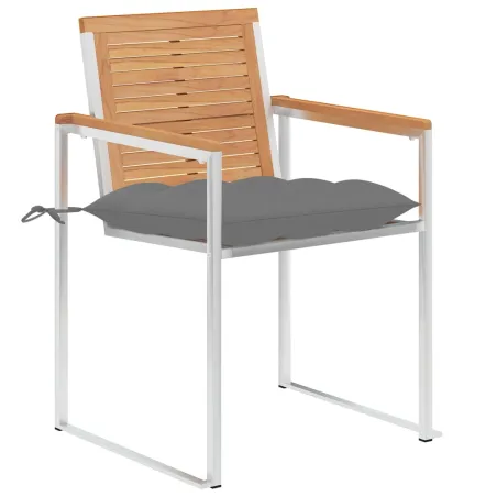 Chaises de jardin lot de 6 avec coussins Bois de teck massif