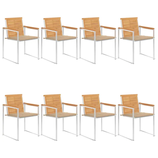 Chaises de jardin lot de 8 avec coussins Bois de teck massif