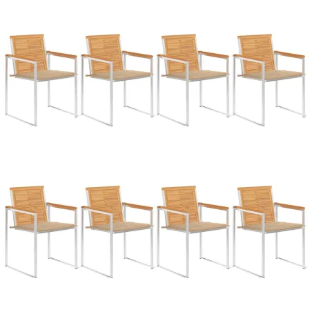 Chaises de jardin lot de 8 avec coussins Bois de teck massif